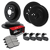 E-Line Slotted Black Brake Rotor & Drum Set w/Optimum OE Pads & Shoes, 1996-1997 Audi/Porsche/Volkswagen, Position: Front & Rear - image 1