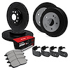 E-Line Slotted Black Brake Rotor & Drum Set w/Optimum OE Pads & Shoes, 1998-2003 Lexus/Toyota/Scion, Position: Front & Rear - image 1