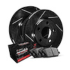 E-Line Slotted Black Brake Rotor Set w/Performance Off-Road/Tow Pads, 2004-2006 Mopar, Position: Rear - image 1