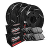 E-Line Slotted Black Brake Rotor Set w/Performance Off-Road/Tow Pads, Fits Select Mopar, Position: Front & Rear - image 1