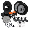 E-Line Slotted Black Brake Rotor & Drum Set w/Super-Duty Pads, Shoes, Hardware/Adjusters, 1993-1996 GM, Position: Front & Rear - image 1