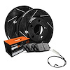 E-Line Slotted Black Brake Rotor Set w/Super-Duty Pads & Sensor, 2002-2006 Fits Multiple Makes/Models, Position: Front - image 1