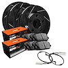 E-Line Slotted Black Brake Rotor Set w/Super-Duty Pads & Sensor, 2002-2006 Fits Multiple Makes/Models, Position: Front & Rear - image 1