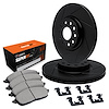 E-Line Slotted Black Brake Rotor Set w/Super-Duty Pads & Hardware, 1994-1995 Ford/Lincoln/Mercury/Mazda, Position: Front - image 1