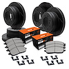 E-Line Slotted Black Brake Rotor Set w/Super-Duty Pads & Hardware, 1999-2000 Ford/Lincoln/Mercury/Mazda, Position: Front & Rear - image 1