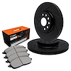 E-Line Slotted Black Brake Rotor Set w/Super-Duty Pads, 1994-1995 Ford/Lincoln/Mercury/Mazda, Position: Front - image 1
