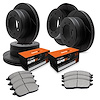 E-Line Slotted Black Brake Rotor Set w/Super-Duty Pads, 1999-2000 Ford/Lincoln/Mercury/Mazda, Position: Front & Rear - image 1