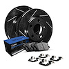E-Line Slotted Black Brake Rotor Set w/Semi-Met Pads & Hardware, 1982-1985 Infiniti/Nissan, Position: Front