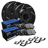 E-Line Slotted Black Brake Rotor Set w/Semi-Met Pads & Hardware, 1994-2002 Land Rover, Position: Front & Rear - image 1