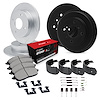 E-Line Slotted Silver Brake Rotor & Drum Set w/Optimum OE Pads, Shoes, & Hardware, 1982-1983 Audi/Porsche/Volkswagen - image 1