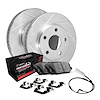 E-Line Slotted Silver Brake Rotor Set w/Performance Off-Road/Tow Pads, Sensor, & Hardware, Fits Select GM, Position: Front - image 1
