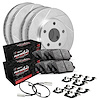 E-Line Slotted Silver Brake Rotor Set w/Performance Off-Road/Tow Pads, Sensor, & Hardware, Fits Select GM - image 1