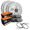 E-Line Slotted Silver Brake Rotor Set w/Super-Duty Pads & Sensor, 2002-2006 Fits Multiple Makes/Models, Position: Front & Rear - image 1