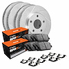 E-Line Slotted Silver Brake Rotor Set w/Super-Duty Pads & Hardware, Fits Select Ford/Lincoln/Mercury/Mazda - image 1
