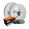 E-Line Slotted Silver Brake Rotor Set w/Super-Duty Pads, 2001-2005 Ford/Lincoln/Mercury/Mazda, Position: Front - image 1