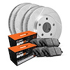 E-Line Slotted Silver Brake Rotor & Drum Set w/Super-Duty Pads & Shoes, 2005-2007 GM, Position: Front & Rear