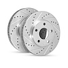 E-Line Drilled & Slotted Silver Brake Rotor Set, 2005-2020 Fits Multiple Makes/Models, Position: Front - image 1