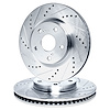E-Line Drilled & Slotted Silver Brake Rotor Set, 2018-2019 GM, Position: Front - image 1