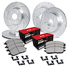 E-Line Drilled & Slotted Silver Brake Rotor Set w/Optimum OE Pads & Hardware, 2016-2017 Kia/Hyundai/Genesis - image 1
