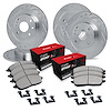 E-Line Drilled & Slotted Silver Brake Rotor Set w/Optimum OE Pads & Hardware, 1980-1981 Peugeot, Position: Front & Rear - image 1