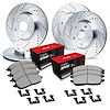 E-Line Drilled & Slotted Silver Rotors w/5000 OEP Pads & Hardware, 2013-2019 Ford/Lincoln/Mercury/Mazda, Position: Front & Rear - image 1