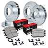 E-Line Drilled & Slotted Silver Brake Rotor Set w/Optimum OE Pads & Hardware, 1999-2000 Ford/Lincoln/Mercury/Mazda - image 1