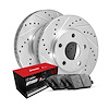 E-Line Drilled & Slotted Silver Brake Rotor Set w/Optimum OE Pads, 2011-2015 Acura/Honda, Position: Front - image 1