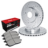 E-Line Drilled & Slotted Silver Brake Rotor Set w/Optimum OE Pads, 1986-1986 Infiniti/Nissan, Position: Front - image 1