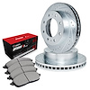 E-Line Drilled & Slotted Silver Brake Rotor Set w/Optimum OE Pads, 1999-1999 Ford/Lincoln/Mercury/Mazda, Position: Front - image 1