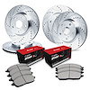 E-Line Drilled & Slotted Silver Brake Rotor Set w/Optimum OE Pads, 2020-2020 GM, Position: Front & Rear - image 1