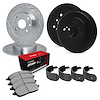 E-Line Drilled & Slotted Silver Brake Rotor & Drum Set w/Optimum OE Pads & Shoes, 1996-1997 Audi/Porsche/Volkswagen - image 1