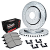 E-Line Drilled & Slotted Silver Brake Rotors w/Performance Off-Road/Tow Pads & Hardware, Fits Select GM, Position: Front - image 1