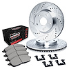 E-Line Drilled & Slotted Silver Brake Rotors w/Performance Off-Road/Tow Pads & Hardware, 2012-2018 Mercedes-Benz - image 1