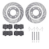 E-Line Drilled & Slotted Silver Brake Rotors w/Performance Off-Road/Tow Pads & Hardware, 2008-2017 Mitsubishi, Position: Front - image 1