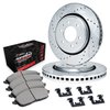 E-Line Drilled & Slotted Silver Brake Rotors w/Performance Off-Road/Tow Pads & Hardware, 2008-2017 Mitsubishi, Position: Front - image 2