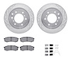 E-Line Drilled & Slotted Silver Brake Rotors w/Performance Off-Road/Tow Pads & Hardware, 2008-2014 Mitsubishi, Position: Rear - image 1