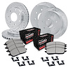 E-Line Drilled & Slotted Silver Rotor Set w/Performance Off-Road/Tow Pads & Hardware, 1997-2002 Ford/Lincoln/Mercury/Mazda - image 1