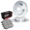 E-Line Drilled & Slotted Silver Brake Rotor Set w/Performance Off-Road/Tow Pads, Fits Select Mopar, Position: Rear - image 1