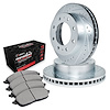 E-Line Drilled & Slotted Silver Brake Rotor Set w/Performance Off-Road/Tow Pads, 2006-2011 GM, Position: Front - image 1