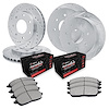E-Line Drilled & Slotted Silver Brake Rotor Set w/Performance Off-Road/Tow Pads, 1997-2002 Ford/Lincoln/Mercury/Mazda - image 1