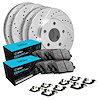E-Line Drilled & Slotted Silver Brake Rotor w/Ceramic Pads & Hardware, 2012-2018 Mopar, Position: Front & Rear - image 1