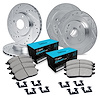 E-Line Drilled & Slotted Silver Brake Rotor Set w/Ceramic Pads & Hardware, 1984-1985 Infiniti/Nissan, Position: Front & Rear - image 1