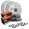 E-Line Drilled & Slotted Silver Brake Rotor & Drum Set w/Super-Duty Pads, Shoes, & Hardware, 1988-1991 GM - image 1