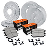 E-Line Drilled & Slotted Silver Brake Rotor Set w/Super-Duty Pads & Hardware, 1997-2002 Ford/Lincoln/Mercury/Mazda - image 1
