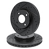 E-Line Drilled & Slotted Black Brake Rotor Set, 1984-1985 Infiniti/Nissan, Position: Front - image 1
