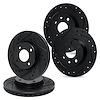 E-Line Drilled & Slotted Black Brake Rotor Set, 1984-1985 Infiniti/Nissan, Position: Front & Rear - image 1