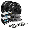 E-Line Drilled & Slotted Black Brake Rotor Set w/Euro Ceramic Pads & Hardware, 2012-2020 Fits Multiple Makes/Models - image 1