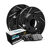 E-Line Drilled & Slotted Black Brake Rotor Set w/Euro Ceramic Pads, 1988-1996 GM, Position: Rear - image 1