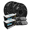 E-Line Drilled & Slotted Black Brake Rotor Set w/Euro Ceramic Pads, 2006-2011 Mercedes-Benz, Position: Front & Rear - image 1