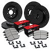 E-Line Drilled & Slotted Black Brake Rotor Set w/Optimum OE Pads & Hardware, 2018-2020 Kia/Hyundai/Genesis - image 1